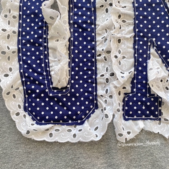 University of Notre Dame hand sewn lace polka dot hoodie - Picture 6 of 9